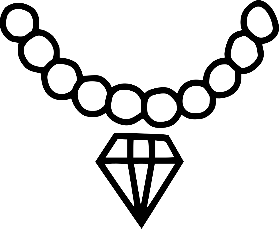 Party Wear Necklace Jewel Diamond Pearl Jewellery Comments - Jewellery Black And White Png Icon (980x806), Png Download