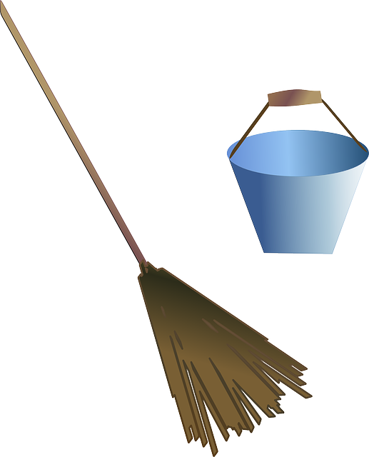 Cartoon, Tools, Broom, Bucket, Free, Cleaning, Clean - Broom Clip Art (517x640), Png Download
