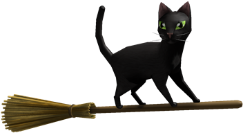 Magic Broom Black Cat - Black Cat Broom (420x420), Png Download