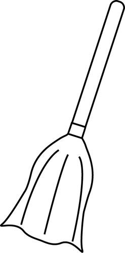 Black And White Witches Broom Clip Art - Witch Broom Clipart Black And White (247x500), Png Download