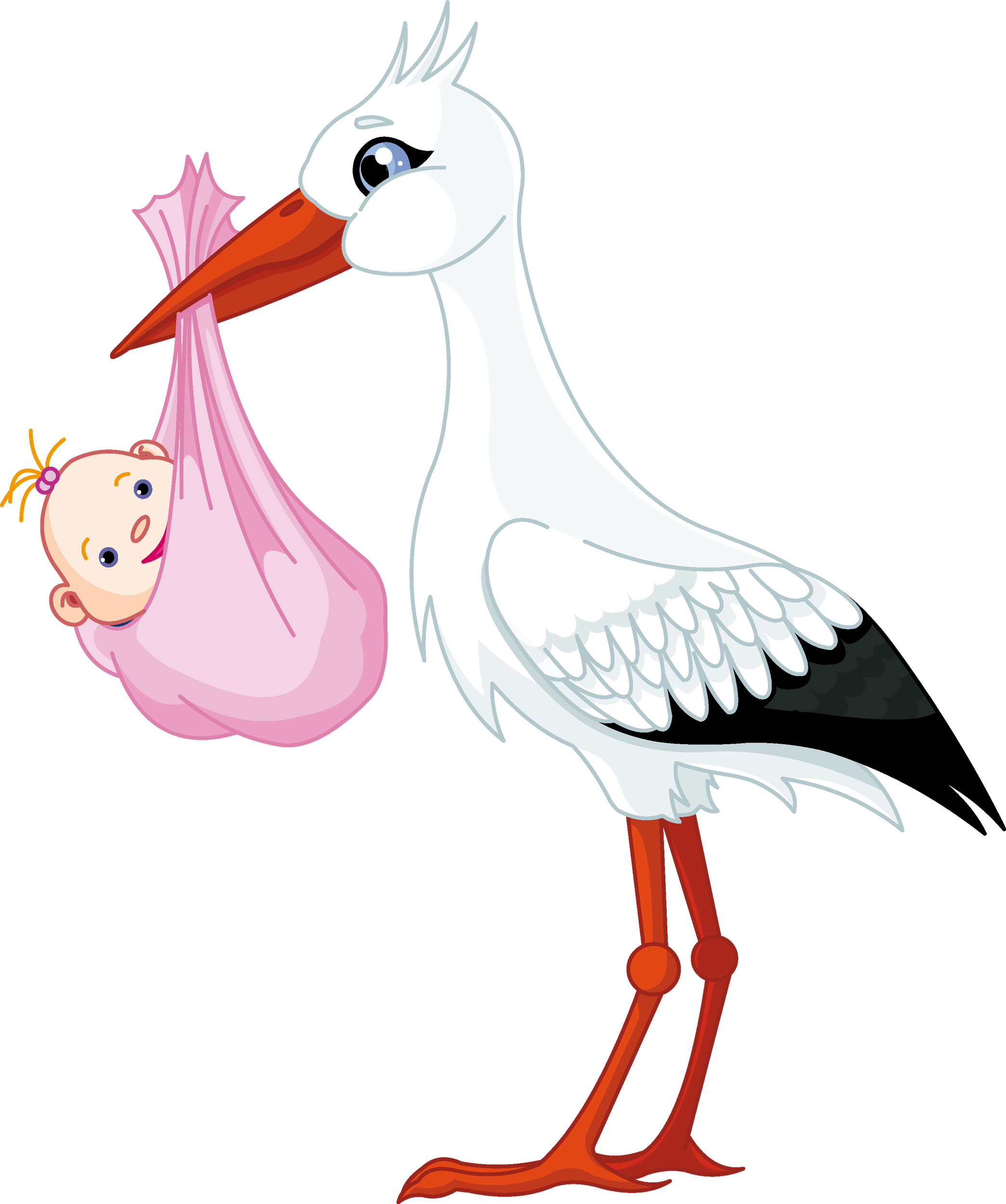 Stork Carrying Baby Girl (2088x2500), Png Download