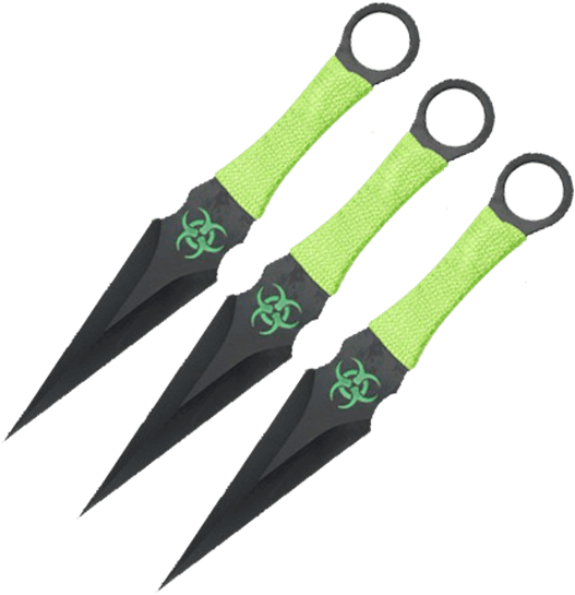 3 Piece Biohazard Shadow Zombie Throwing Knives - Throwing Knife (555x555), Png Download