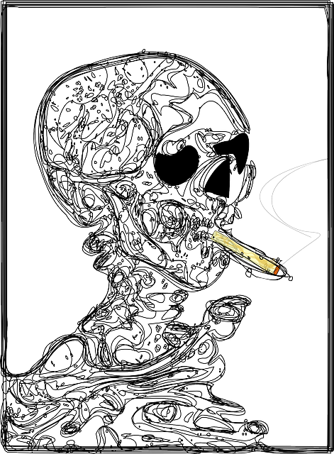 Smoking Kills, Skull, Smoking, Smoke, Deadly, Death - Van Gogh Skull Tattoo (471x640), Png Download