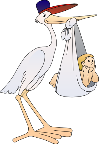 Stork Clipart Transparent - Stork Delivering Baby Png (325x473), Png Download