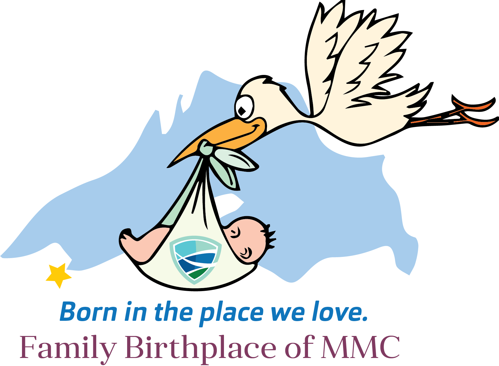 Family Birthplace Stork - Stork Delivering A Baby Shower Curtain (1680x1231), Png Download