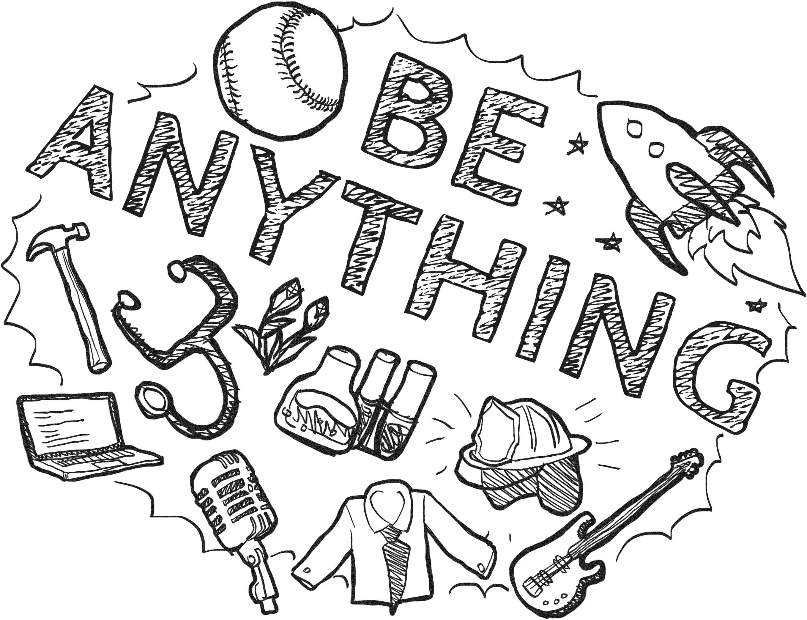 Be Anything Original Doodle - The Peoria Playhouse (2952x2248), Png Download