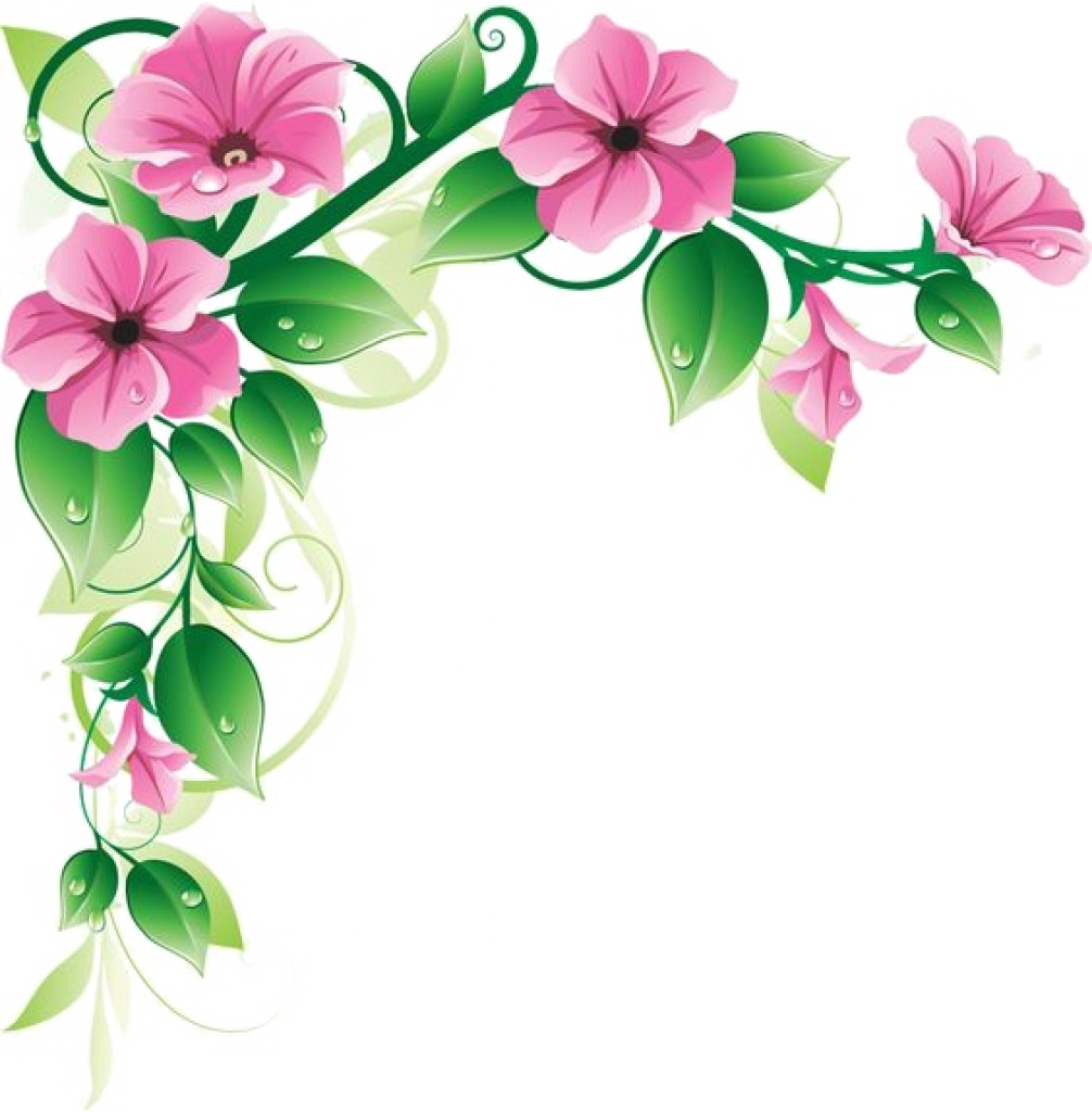Flower Frame Png Pic - Flower Corner Designs Png (1006x1024), Png Download