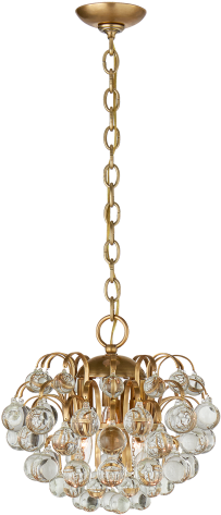 Bellvale Small Chandelier In Hand-rubbed Antique Brass - Mini Pendant Light Crystal Silver (480x480), Png Download