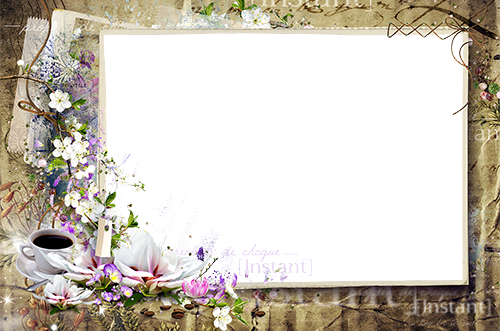 Flower Frame With Water Lily - Рамка Для Фото Для Фотошопа (500x331), Png Download