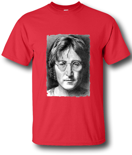 John Lennon T-shirt Featuring A Pencil Drawing By Mark - John Lennon (450x563), Png Download