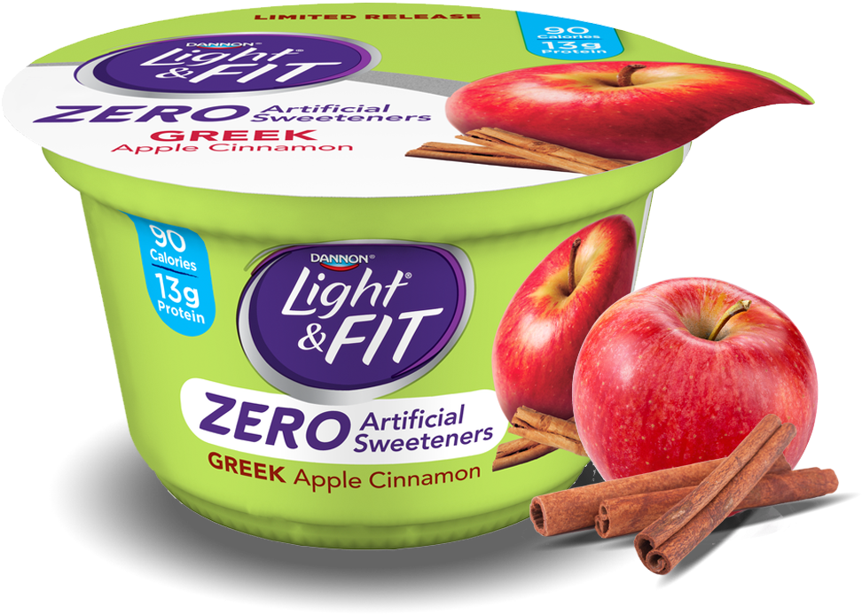 Apple Cinnamon Greek Nonfat Yogurt - Light & Fit Yogurt, Greek, Nonfat, Peach Mango (1140x810), Png Download
