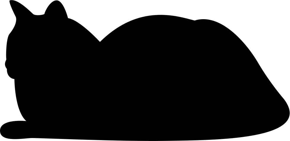 Resting Cat Silhouette - Portable Network Graphics (981x478), Png Download