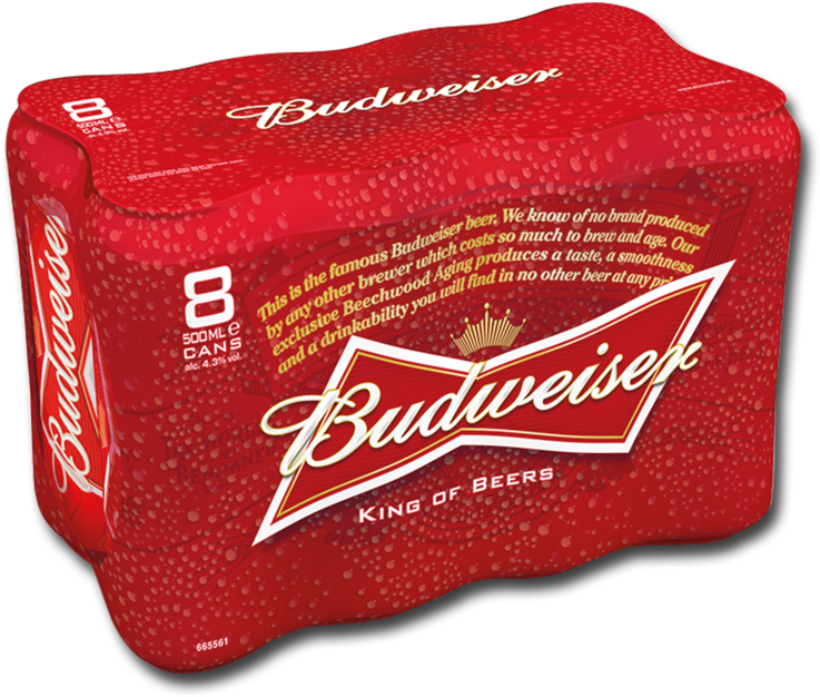 Budweiser Can Pack 8x500ml - Budweiser 8 Pack Can (800x800), Png Download