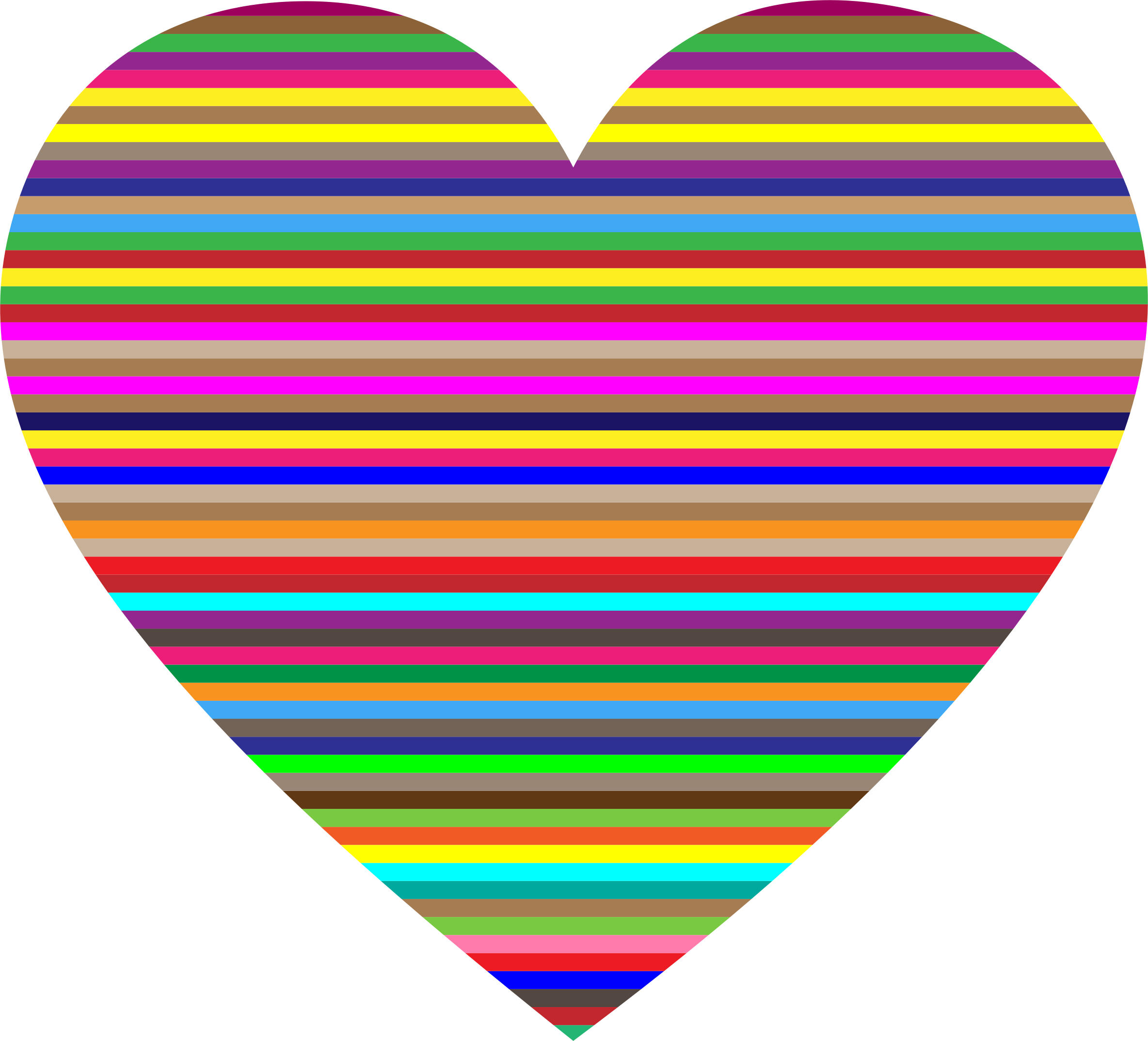 Clipart Colorful Horizontal Striped Heart Big Image - Colorful Clip Art (2368x2148), Png Download