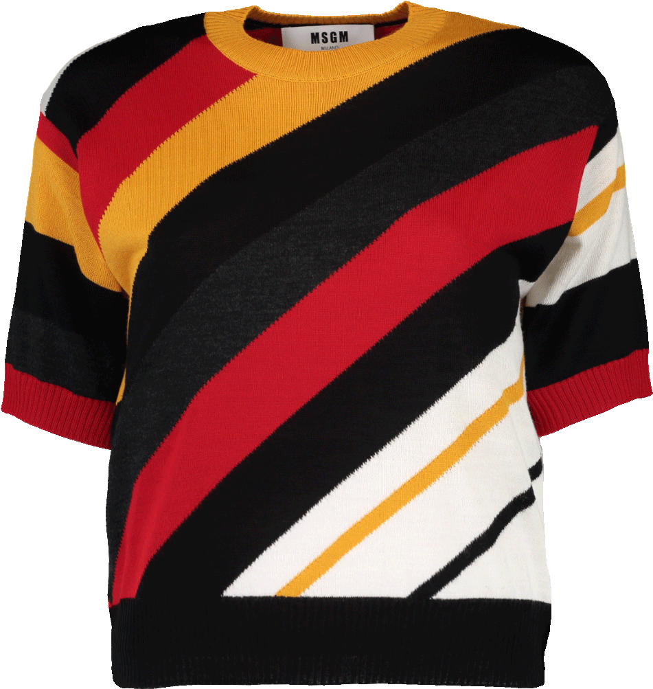 Msgm Diagonal Striped Knit Sweater In Black - Sweater (960x1223), Png Download