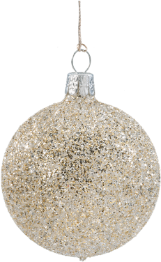 Glass Bauble With Glitter, Gold, 6cm - Glass (390x390), Png Download