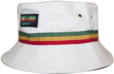 Solid White Bucket Hat - Bob Marley One Love Rasta Stripe Bucket Hat - White (400x400), Png Download