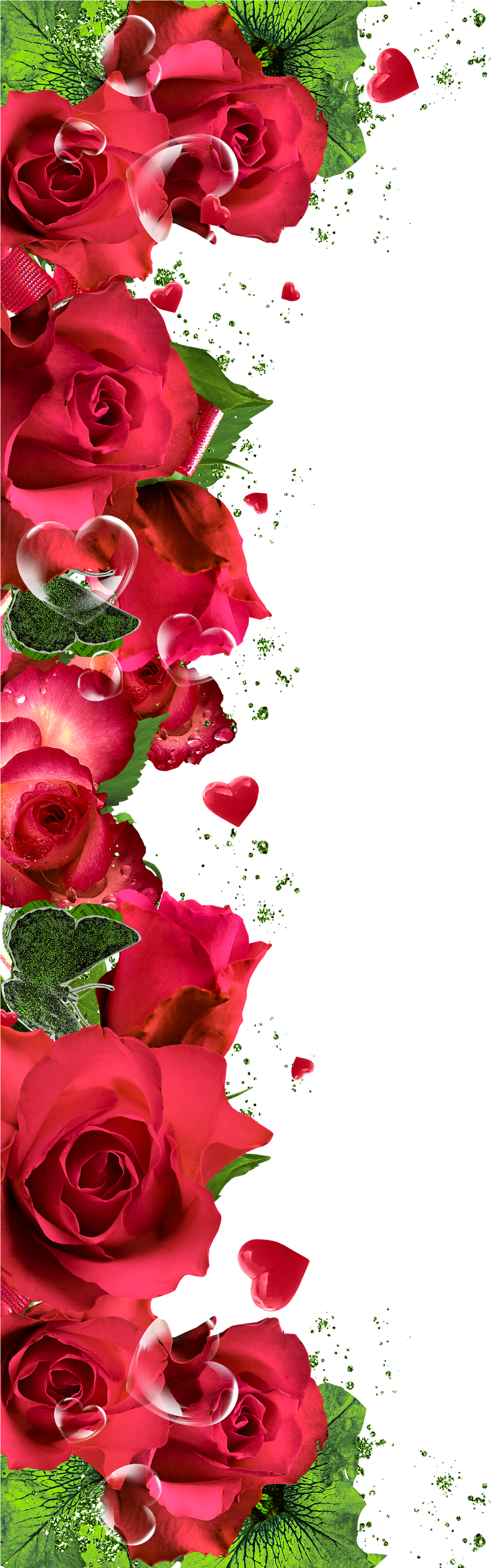 Rose Flower Borders Frames Png (1300x3625), Png Download