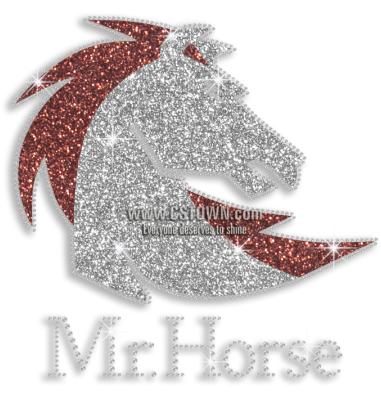 Silver & Brown Horse Glitter Iron-on Rhinestone Transfer - Stallion (450x450), Png Download