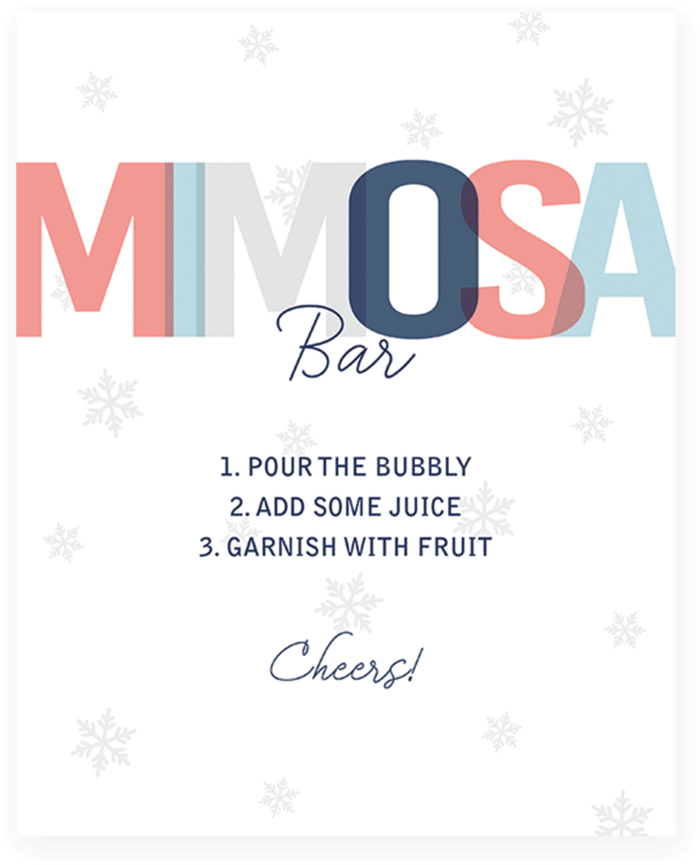 Winter Shower Mimosa Bar Table Sign Printable By Littlesizzle - Baby Shower (819x1024), Png Download