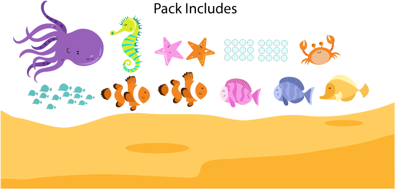 Underwater Wall Decal Pack - Wall Decal (800x389), Png Download