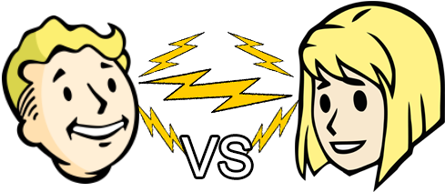 There Are Two Primary Editions - Vault Boy Vs Vault Girl (549x225), Png Download