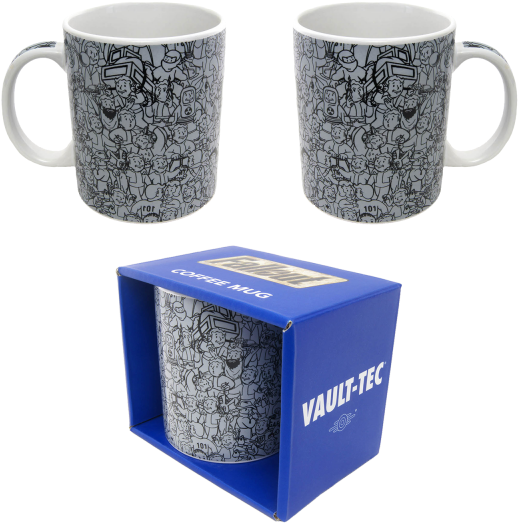 Fallout Mug Vault Boy Collage - Fallout - Mug Vault Boy Collage, Pgmugs 853 (600x600), Png Download