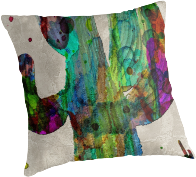 'desert Cactus Rainbow Art Abstract Watercolor By Robert - Saguaro Cactus Rainbow Print Poster (875x875), Png Download