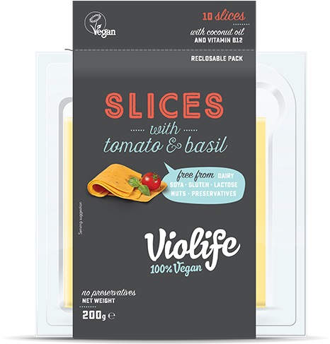 Tomato & Basil Flavour Slices - Violife Mediterranean Style Block Non-dairy Cheese (550x500), Png Download