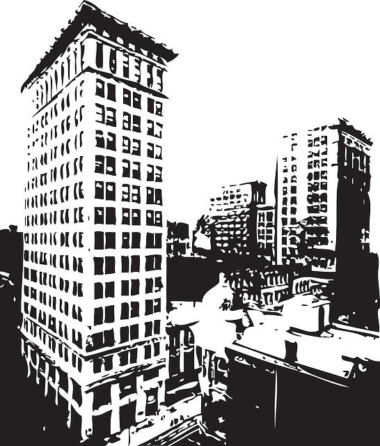 Buildings, City, Skyline, Monochrome, Skyscraper - Imagenes Vectorizadas De Edificios (546x640), Png Download