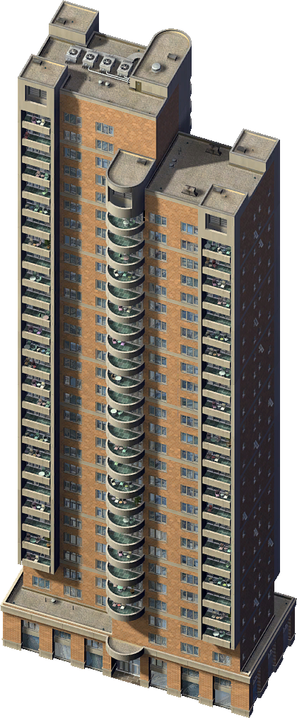 Zubeker's High Rise Apartments - Simcity 4 High Rise (420x1013), Png Download