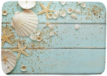 Seashells Frame On Wooden Background - Conchas Y Estrellas De Mar (400x400), Png Download