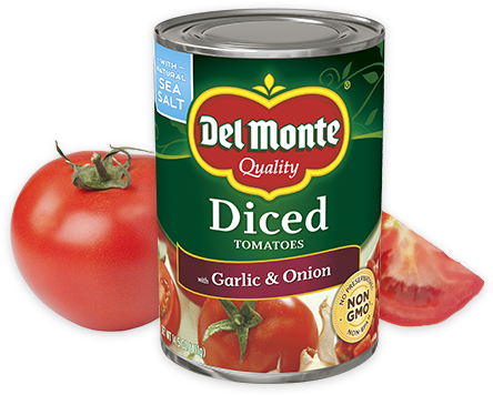 Diced Tomatoes With Garlic & Onion - Delmonte Original Stewed Tomato - 14.5 Oz. (1050x356), Png Download