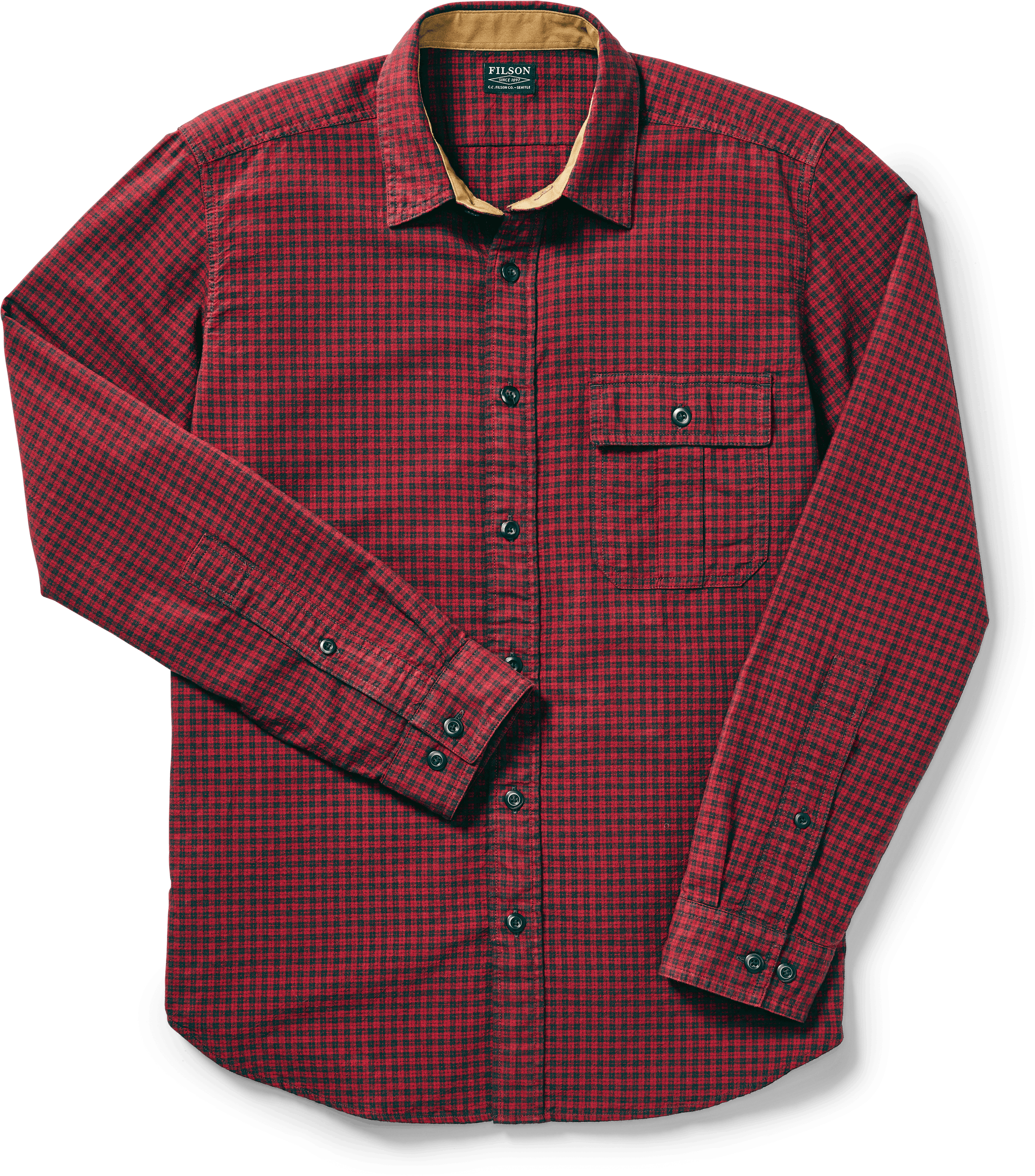 Red Button Down Fishing Shirts Png Red Button Down - Filson Rustic Oxford Shirt (4498x4496), Png Download