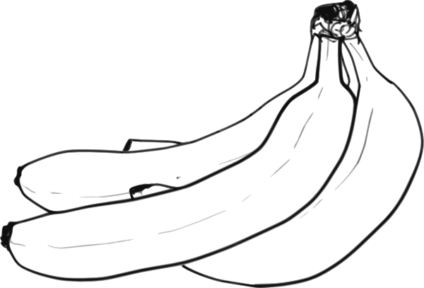 Banana Clipart Single Banana - Banana Line Art (600x407), Png Download