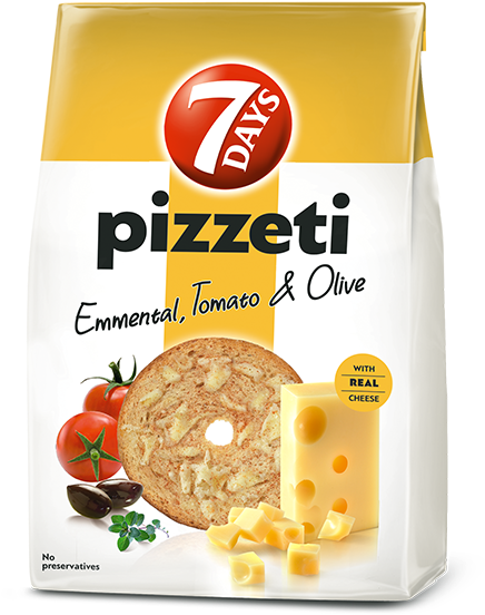 80g - 7days Pizzeti Chips, Emmentaler, Tomato & Olive (815x580), Png Download