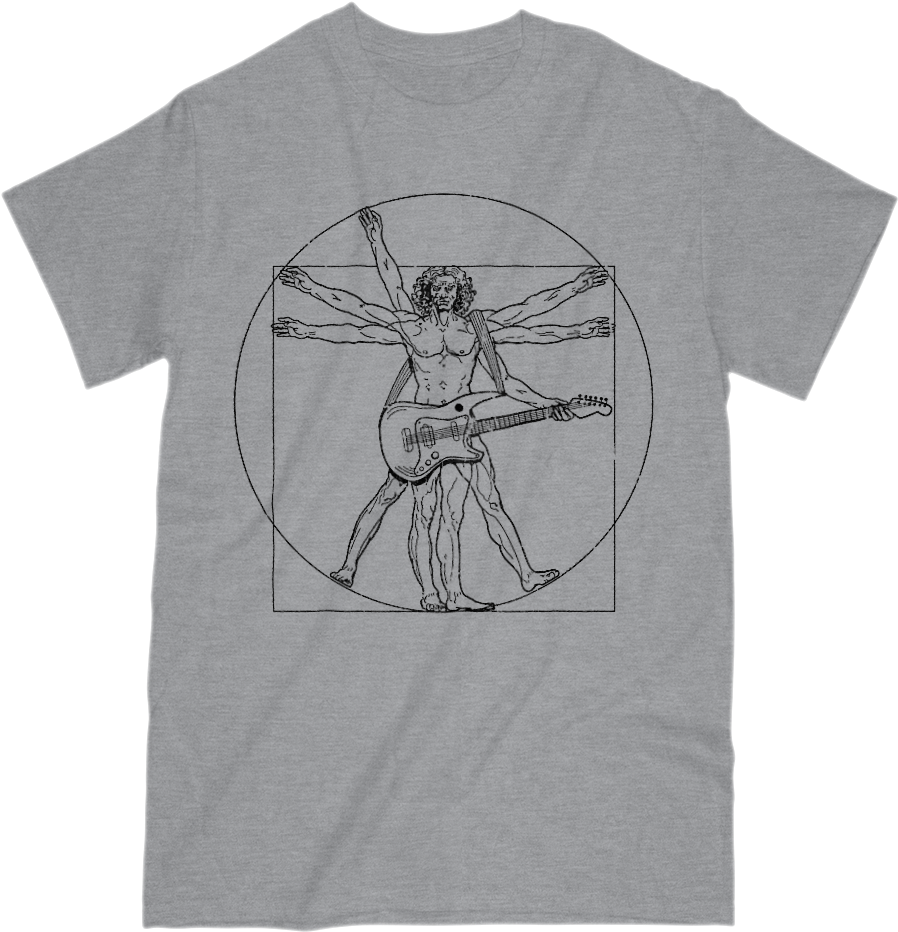 Men's T-shirt Guitar Vitruvian - Vitruvian Man (1000x1000), Png Download