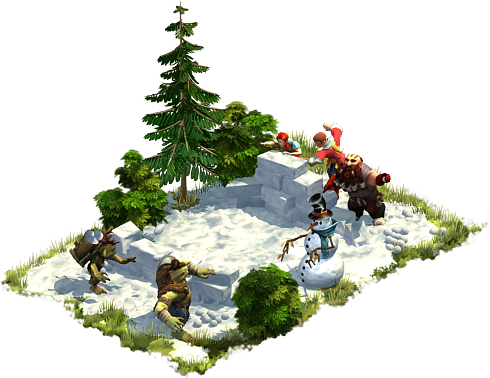 Snowball Fight - Christmas Tree (490x378), Png Download