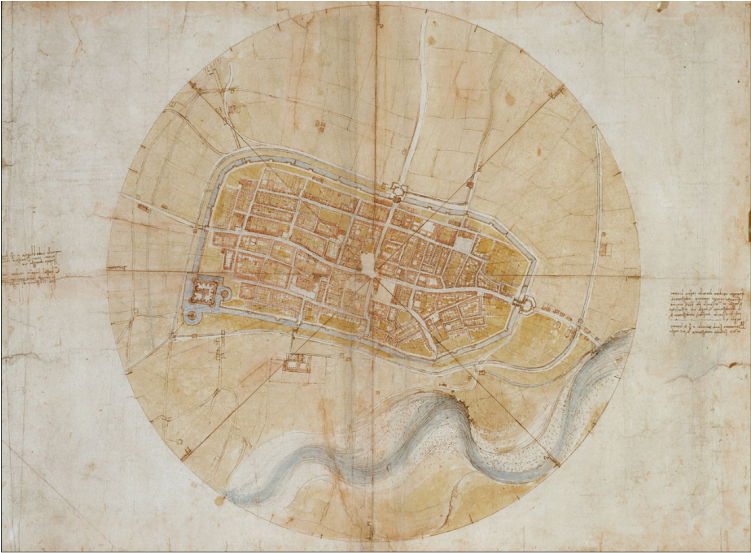 Leonardo Da Vinci Canvas Wall Art - Map (750x750), Png Download