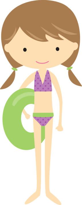 Brown Haired Girl With Purple Pinterest - Girls In Bathing Suits Clipart (286x712), Png Download