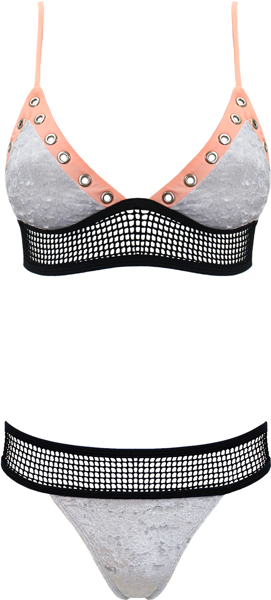 Top/silver Bikini Top - Swimsuit (1000x1498), Png Download