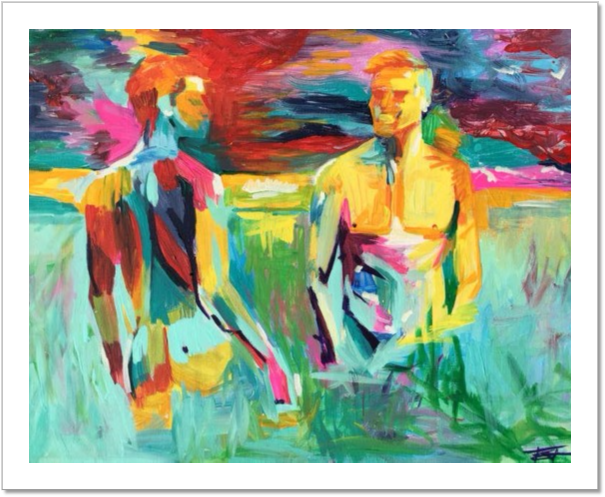 Sailor's Delight Acrylic Painting Men Nude Erotic Expressionist - Art (650x541), Png Download