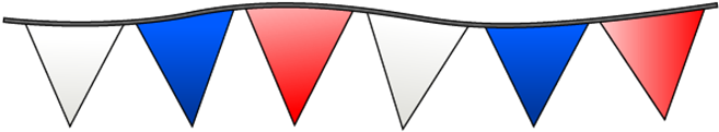 White Blue And Red Triangle Pennants - Red White Blue Pennants (700x197), Png Download