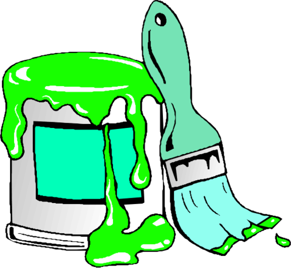 Brush Clipart Green Paint - Paint And Paintbrush Clipart (600x553), Png Download