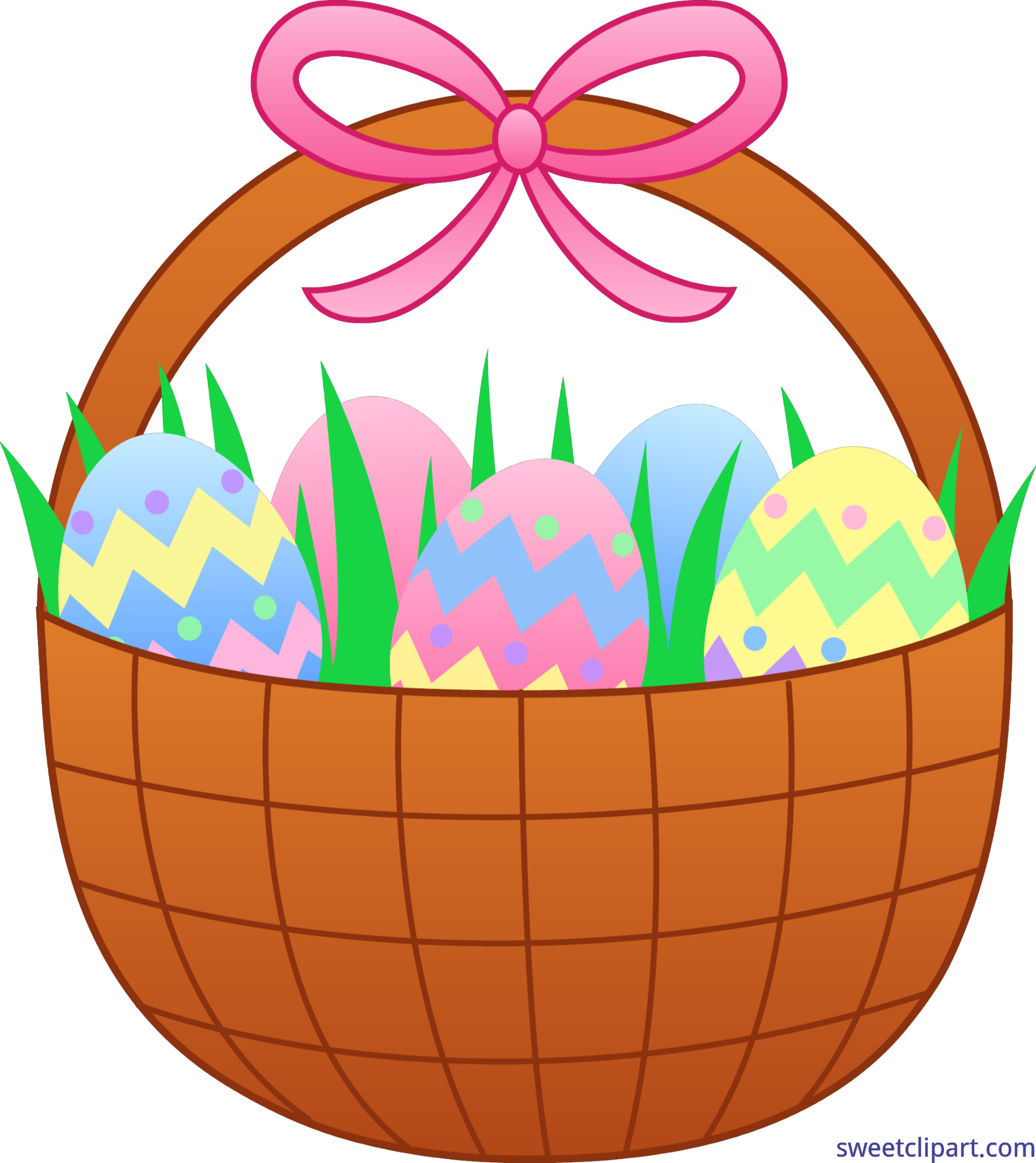 Cute Easter Basket With Eggs Clip Art (5783x6492), Png Download