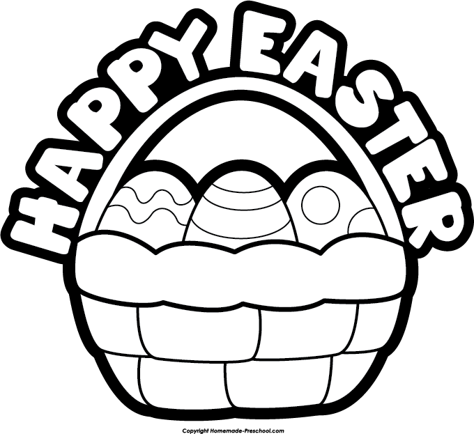 Easter basket clipart black and white