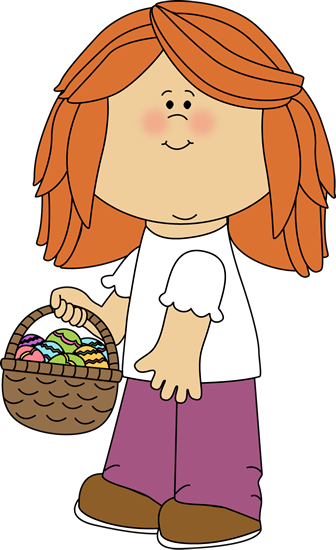 Girl Holding An Easter Basket - Sitting Criss Cross Clipart (336x550), Png Download