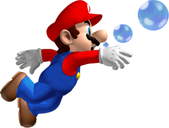 Swimming Mario - New Super Mario Bros (682x518), Png Download
