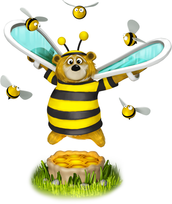 Illus Bear Bees - Wiki (603x712), Png Download