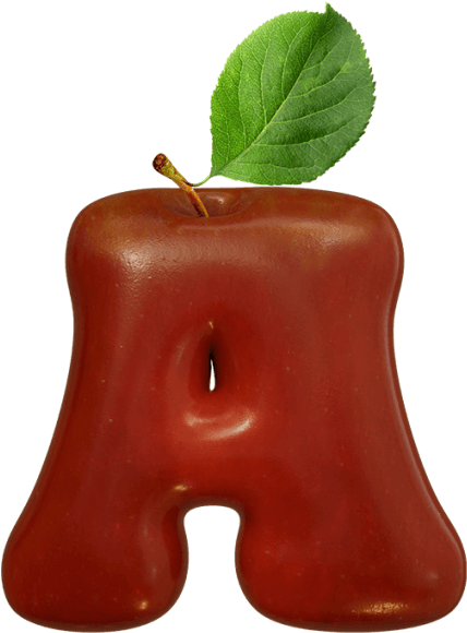 Red Apple Font - Letter A Red Apple Font (595x595), Png Download